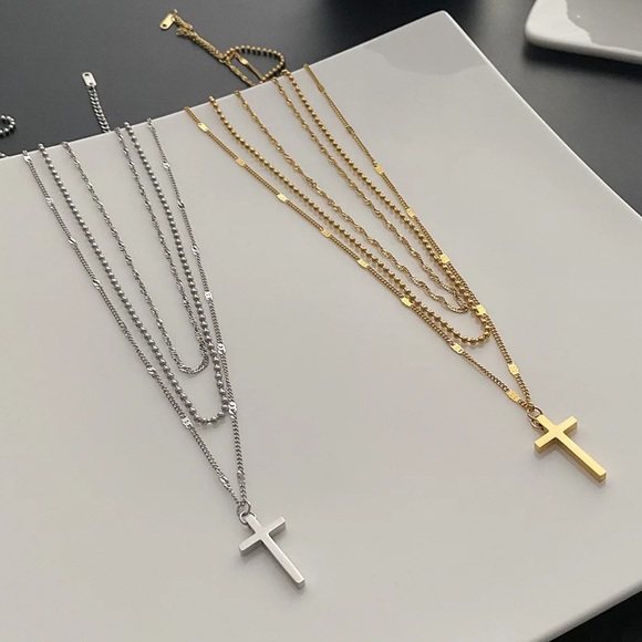 Jewelry - Layered Cross Necklace 18K Gold Plated - each sold separately